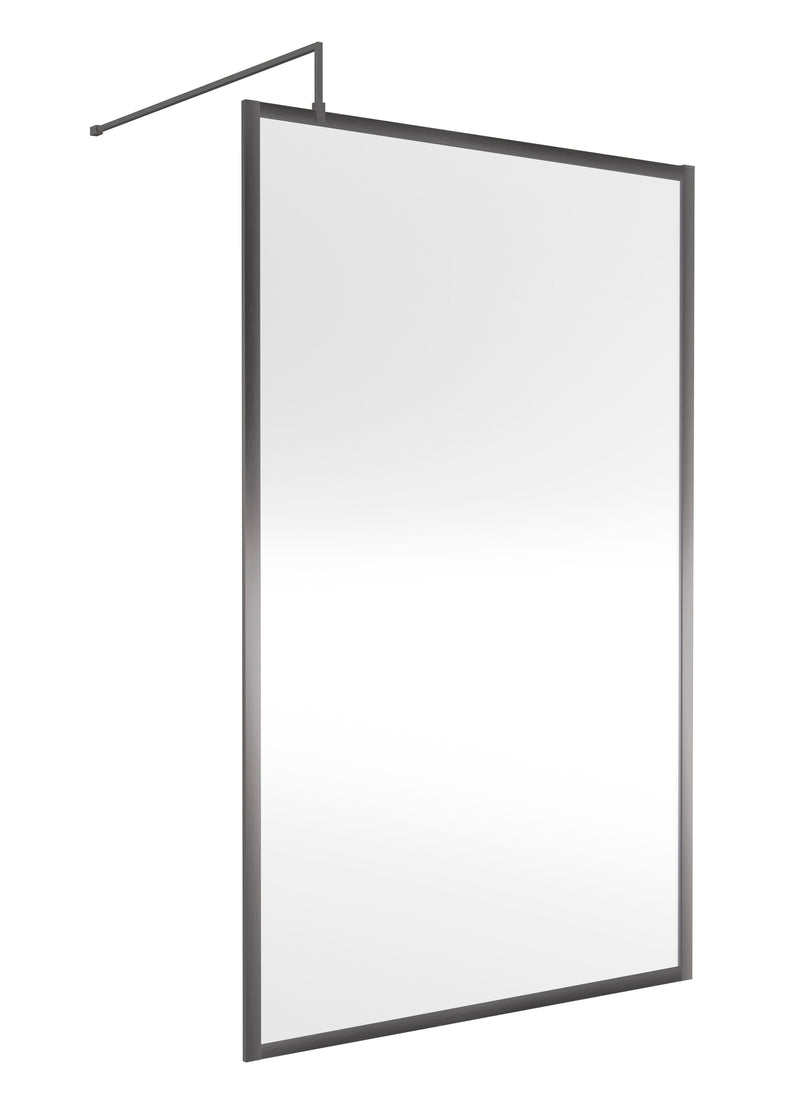 Nuie Framed Wetroom Screen 1850mm (All Sizes) in 1200mm Brushed Pewter (WRFGM1812)