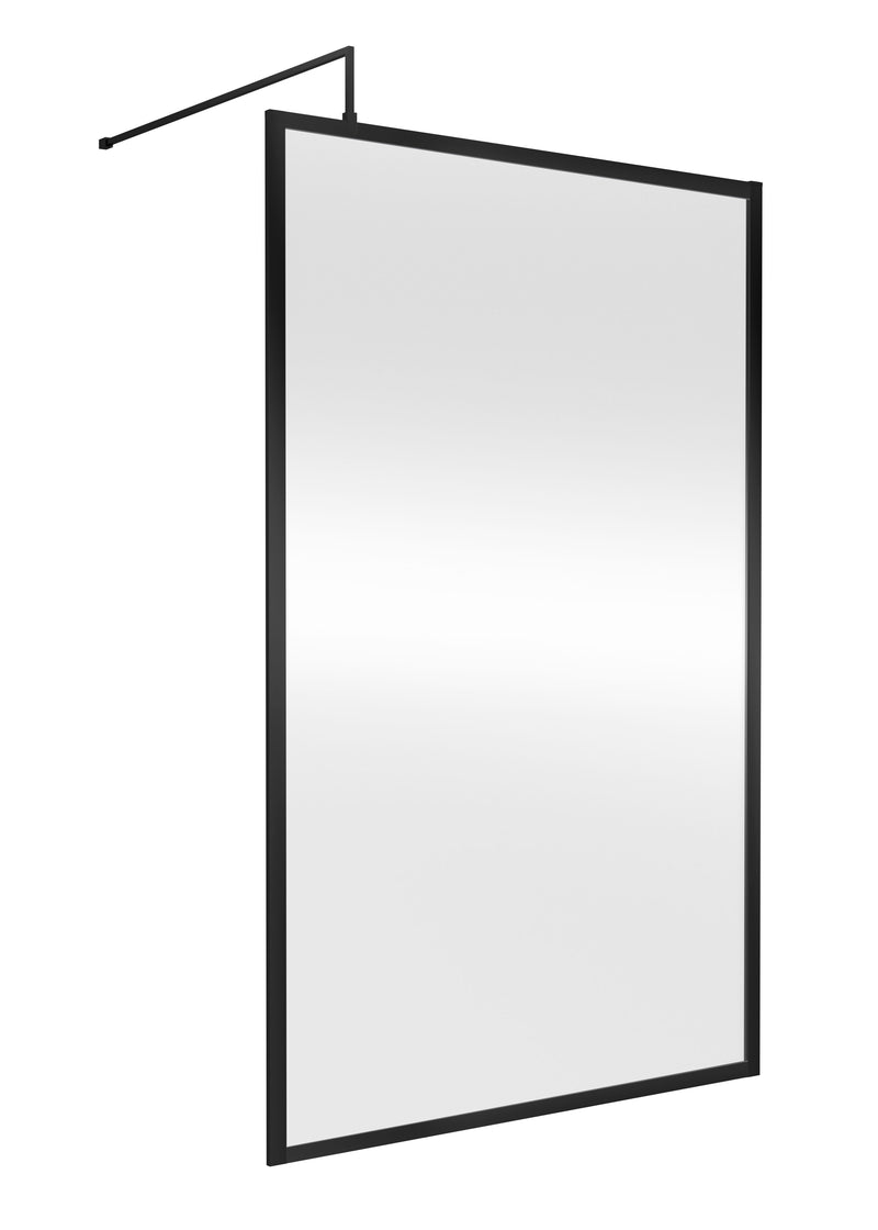 Nuie Framed Wetroom Screen 1850mm (All Sizes) in 1200mm Matt Black (WRFBP1812)