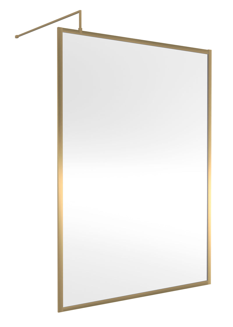 Nuie Framed Wetroom Screen 1850mm (All Sizes) in 1400mm Brushed Brass (WRFBB1814)