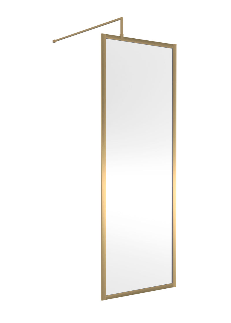 Nuie Framed Wetroom Screen 1850mm (All Sizes) in 700mm Brushed Brass (WRFBB1870)