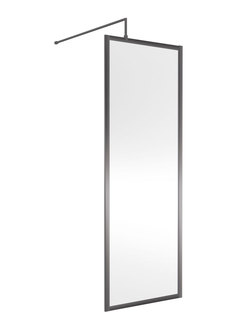 Nuie Framed Wetroom Screen 1850mm (All Sizes) in 700mm Brushed Pewter (WRFGM1870)