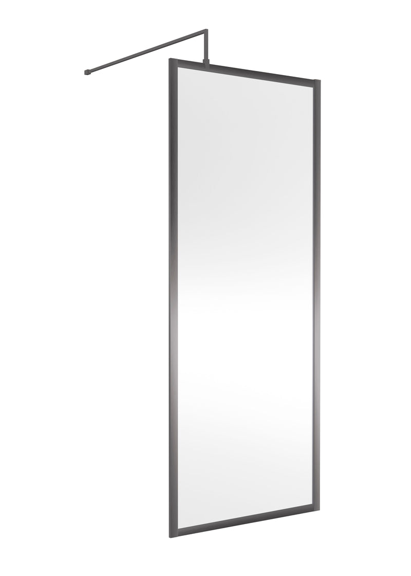 Nuie Framed Wetroom Screen 1850mm (All Sizes) in 760mm Brushed Pewter (WRFGM1876)
