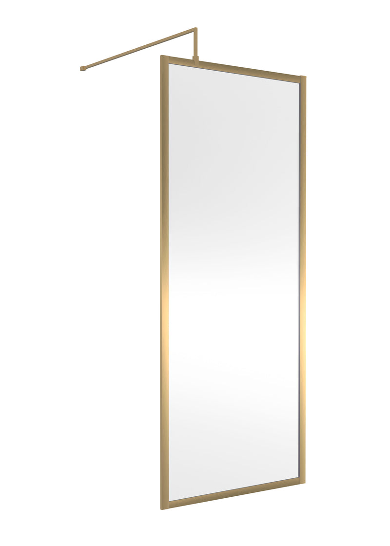 Nuie Framed Wetroom Screen 1850mm (All Sizes) in 800mm Brushed Brass (WRFBB1880)