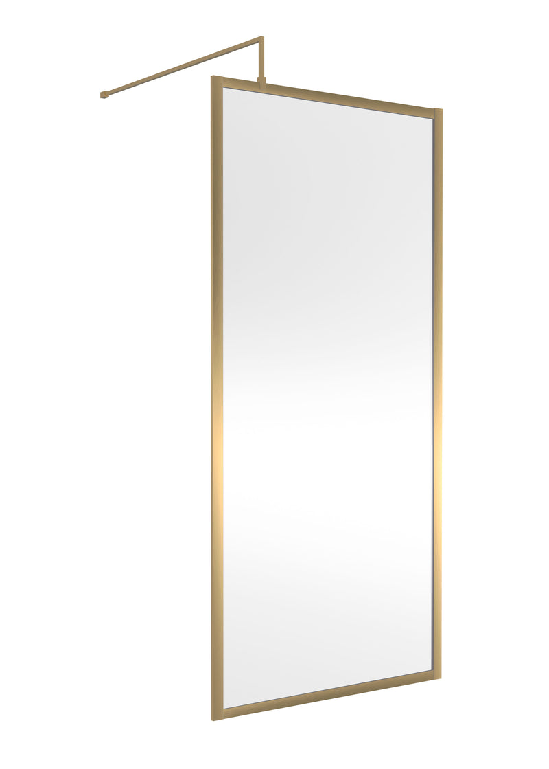 Nuie Framed Wetroom Screen 1850mm (All Sizes) in 900mm Brushed Brass (WRFBB1890)