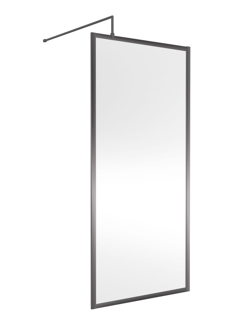 Nuie Framed Wetroom Screen 1850mm (All Sizes) in 900mm Brushed Pewter (WRFGM1890)