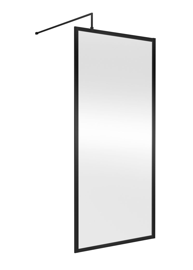 Nuie Framed Wetroom Screen 1850mm (All Sizes) in 900mm Matt Black (WRFBP1890)