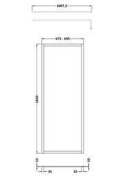 Nuie Framed Wetroom Screen 1850mm (All Sizes) line drawing