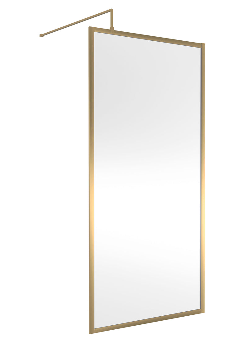 Nuie Framed Wetroom Screen 1950mm (All Sizes) in 1000mm Brushed Brass (NWFF10BB)