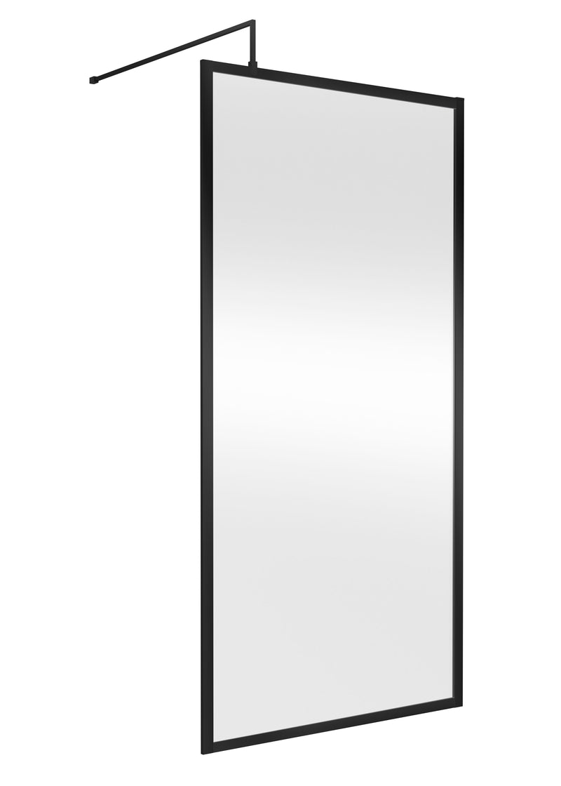 Nuie Framed Wetroom Screen 1950mm (All Sizes) in 1000mm Matt Black (NWFF10BP)