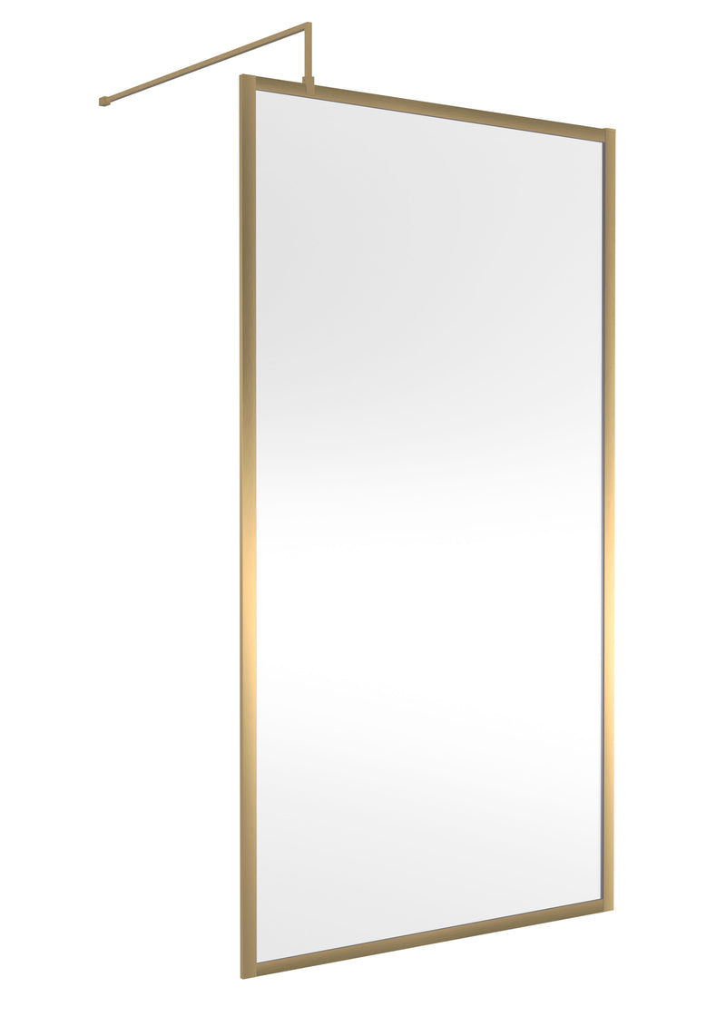 Nuie Framed Wetroom Screen 1950mm (All Sizes) in 1100mm Brushed Brass (NWFF11BB)