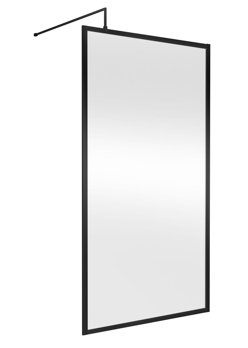 Nuie Framed Wetroom Screen 1950mm (All Sizes) in 1100mm Matt Black (NWFF11BP)