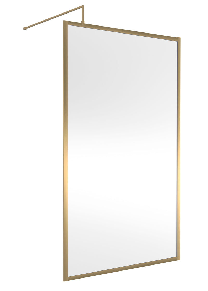 Nuie Framed Wetroom Screen 1950mm (All Sizes) in 1200mm Brushed Brass (NWFF12BB)