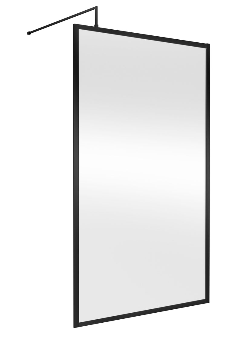 Nuie Framed Wetroom Screen 1950mm (All Sizes) in 1200mm Matt Black (NWFF12BP)