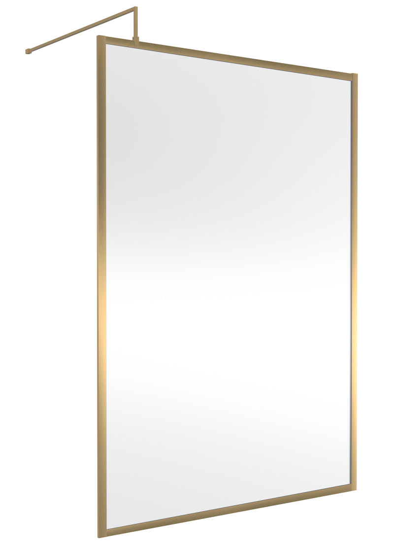 Nuie Framed Wetroom Screen 1950mm (All Sizes) in 1400mm Brushed Brass (NWFF14BB)