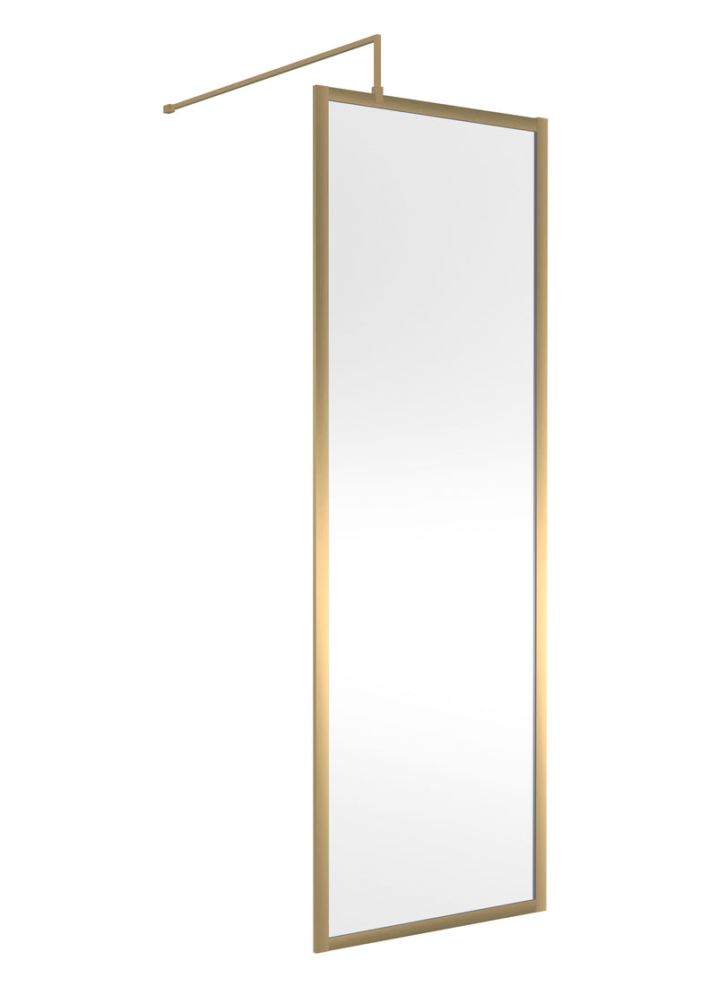 Nuie Framed Wetroom Screen 1950mm (All Sizes) in 760mm Brushed Brass (NWFF76BB)