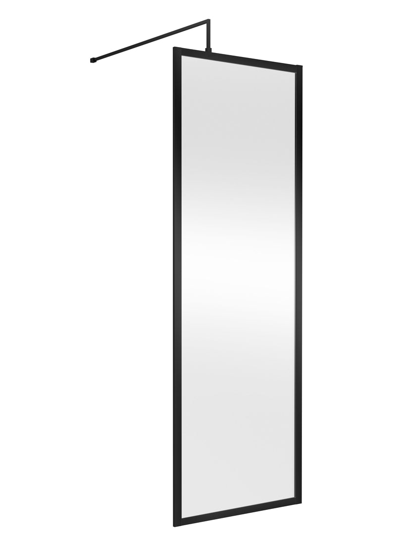 Nuie Framed Wetroom Screen 1950mm (All Sizes) in 760mm Matt Black (NWFF76BP)