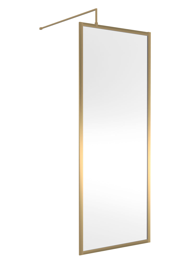 Nuie Framed Wetroom Screen 1950mm (All Sizes) in 800mm Brushed Brass (NWFF80BB)