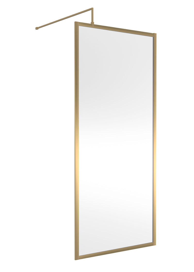 Nuie Framed Wetroom Screen 1950mm (All Sizes) in 900mm Brushed Brass (NWFF90BB)