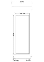 Nuie Framed Wetroom Screen 1950mm (All Sizes) line drawing