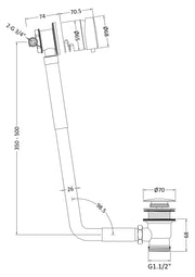 Nuie Freeflow Bath Filler Chrome (E301) line drawing