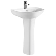Nuie Freya 550mm 1 tap hole ceramic basin and full pedestal in white
