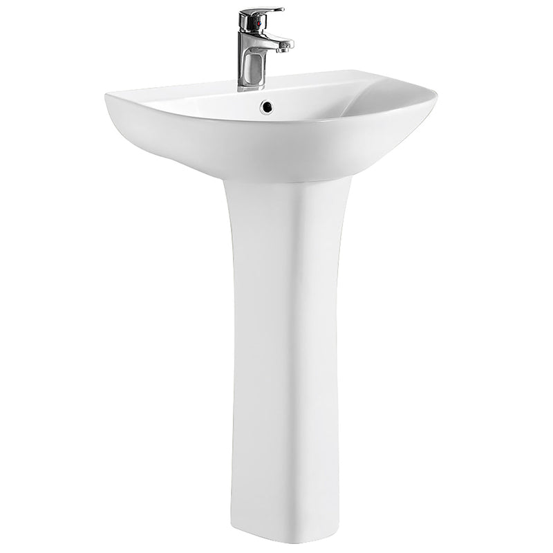 Nuie Freya 550mm 1 tap hole ceramic basin and full pedestal in white