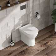 Nuie Freya round back to wall toilet pan fitted with furniture