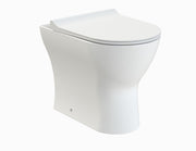 Nuie Freya round back to wall toilet pan with seat in white