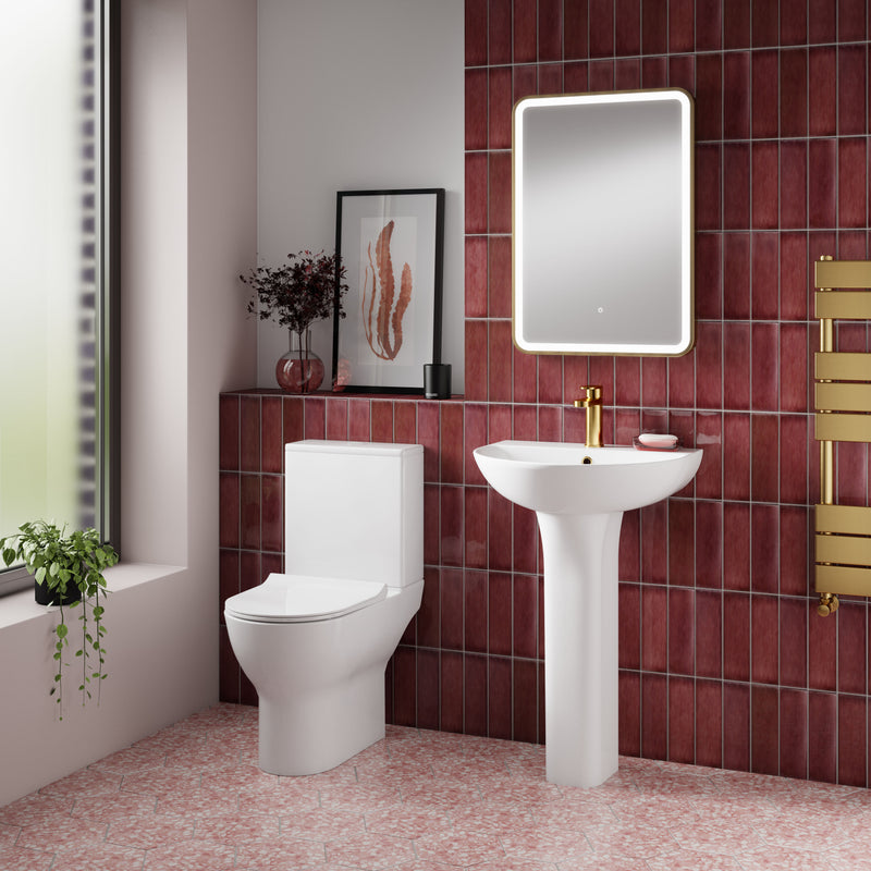 Nuie Freya short projection close coupled toilet in a contemporary bathroom