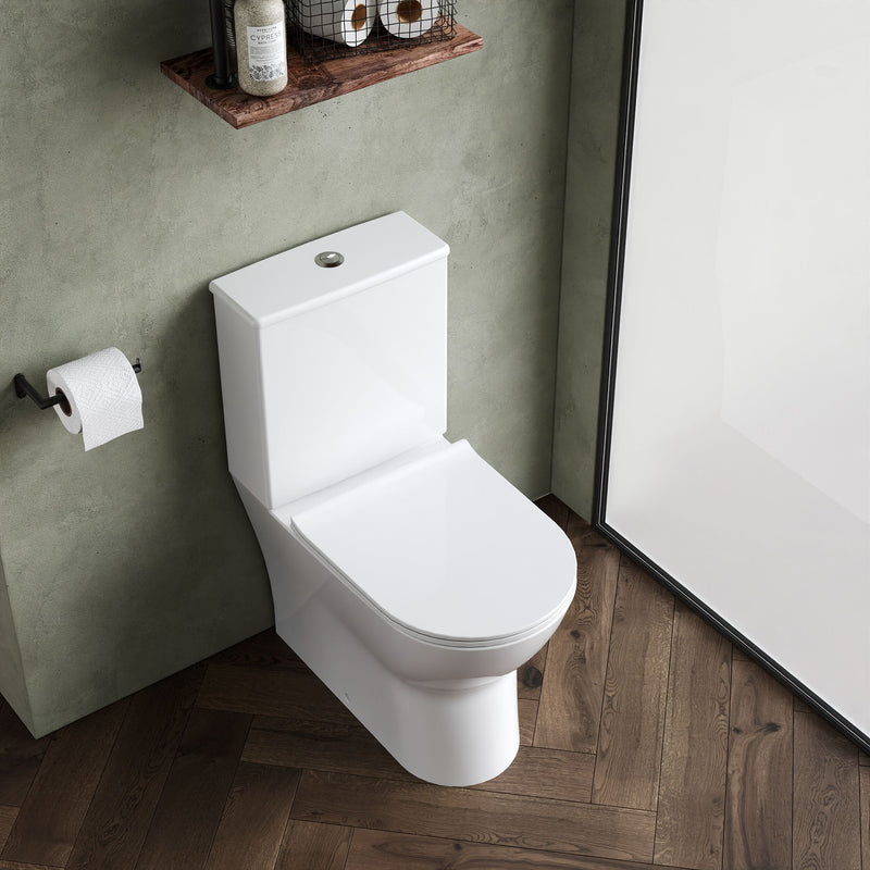 Nuie Freya close coupled toilet lifestyle view with matching basin
