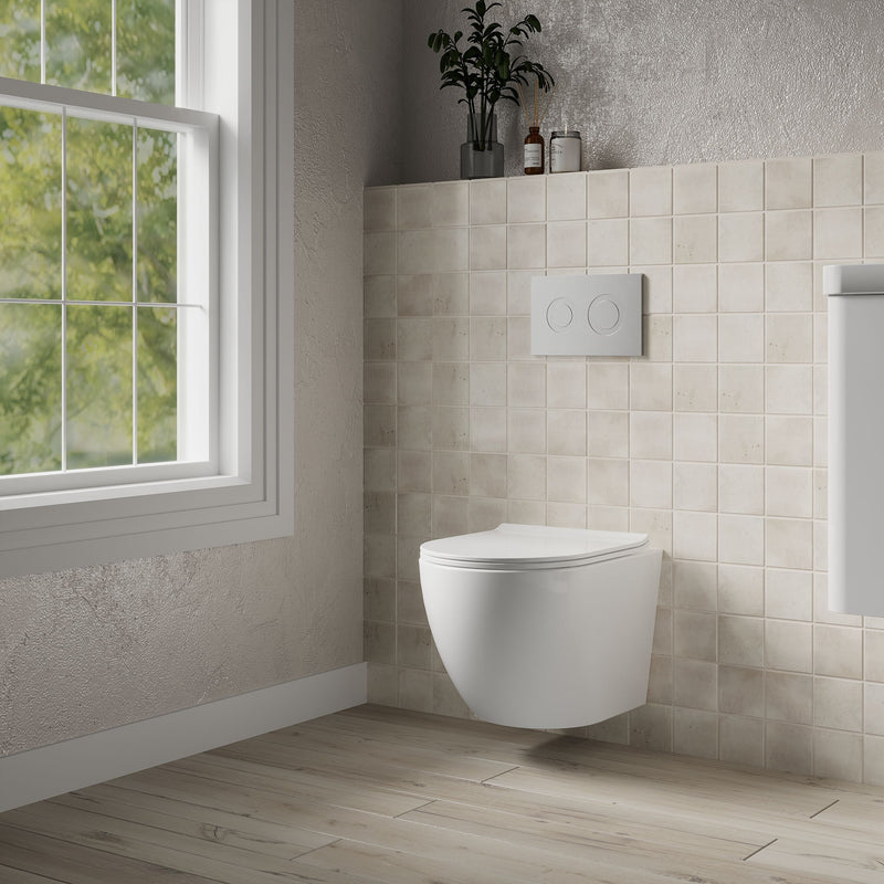 Nuie Freya wall hung toilet pan fitted above clear floor space
