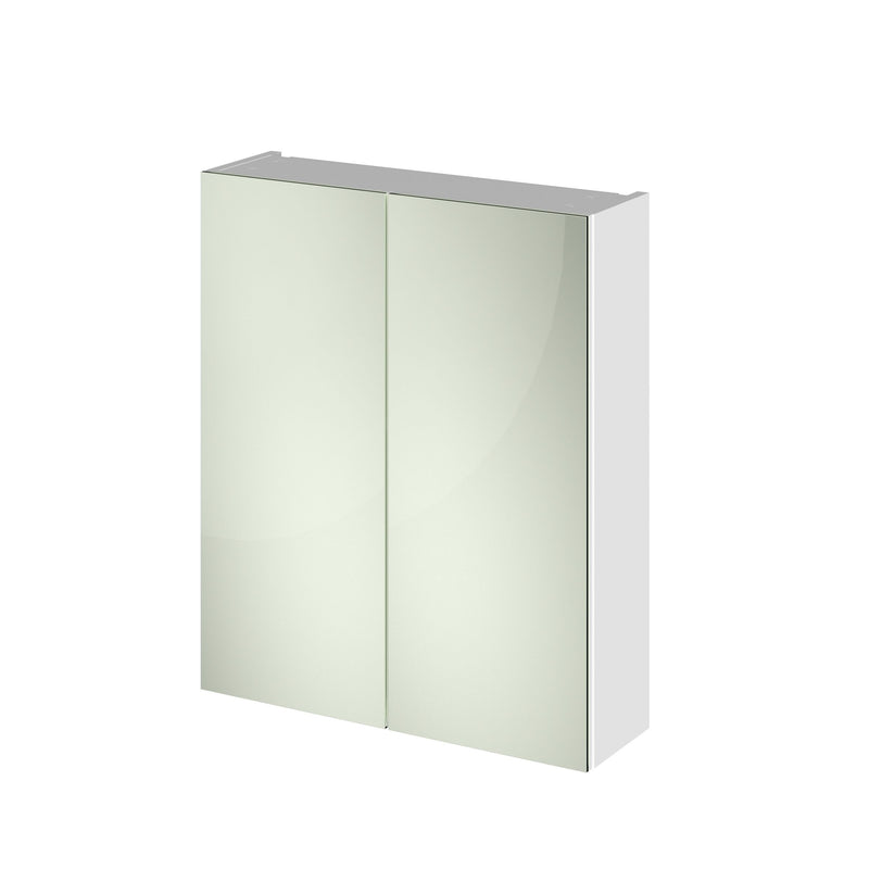 Nuie Fusion 600mm Wall Hung 50/50 Mirror Cabinet in Gloss White (OFF117)