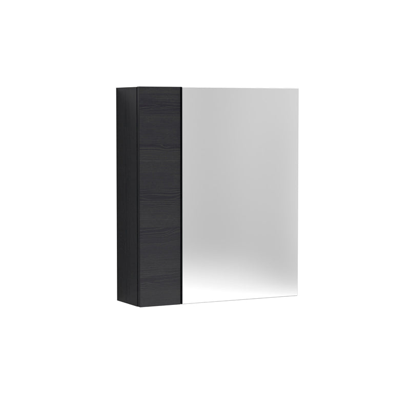 Nuie Fusion 600mm Wall Hung Single Door Mirror Cabinet in Charcoal Black (OFF618)