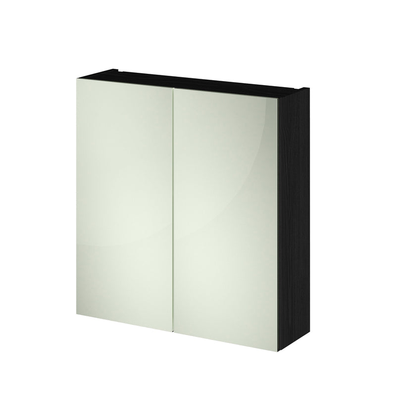 Nuie Fusion 800mm Wall Hung 50/50 Mirror Cabinet in Charcoal Black (OFF619)