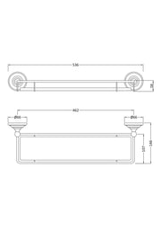 Nuie Gallery Glass Shelf Chrome (LH305) line drawing