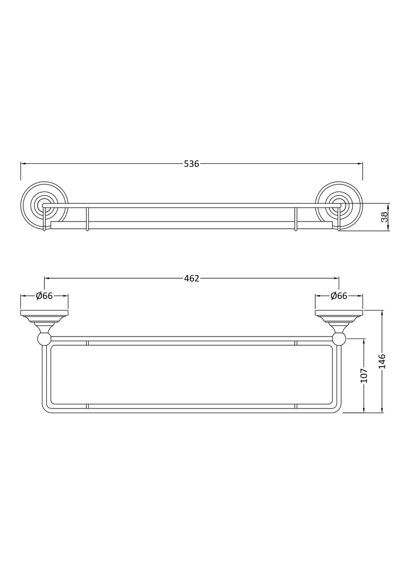 Nuie Gallery Glass Shelf Chrome (LH305) line drawing