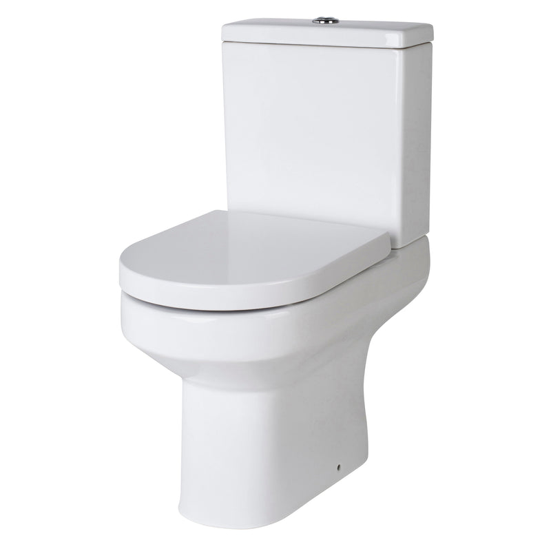 Nuie Harmony 380mm semi flush to wall toilet pan and cistern in white