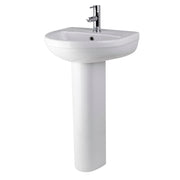Nuie Harmony 500mm 1 tap hole ceramic basin and full pedestal in white