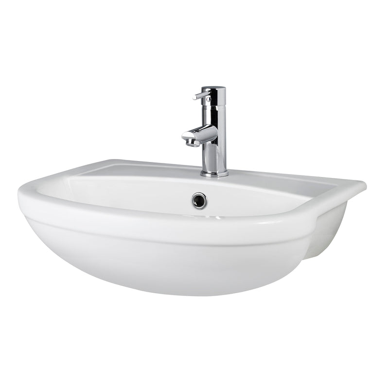 Nuie Harmony 500mm Ceramic Semi-Recessed Basin 1 Tap Hole (NCH305A)