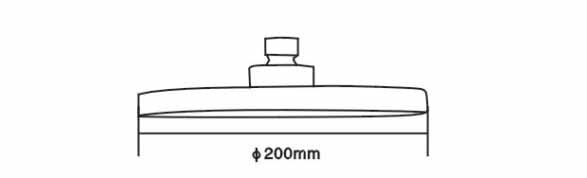 Nuie Chrome Fixed Shower Head dimensions line drawing