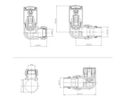 Nuie Chrome Corner Dual Fuel Radiator Valve Pack dimensions line drawing