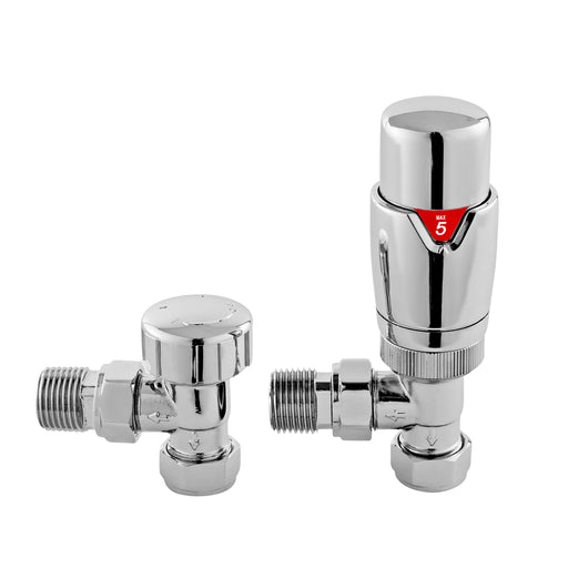 Nuie Chrome Angled Thermostatic Radiator Valve Pack — HT315