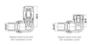 Nuie Chrome Corner Radiator Valve Pack dimensions line drawing