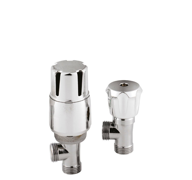 Nuie Chrome Angled Thermostatic Radiator Valve Pack — HT326