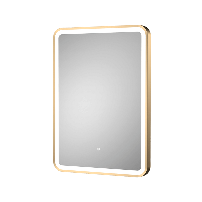 Nuie Hydrus Brushed Brass framed LED touch sensor mirror 700 x 500mm
