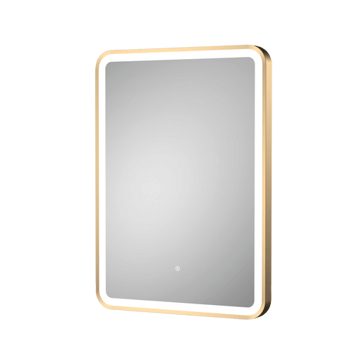 Nuie Hydrus Brushed Brass framed LED touch sensor mirror 700 x 500mm