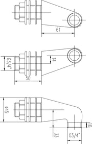 Nuie Inlet Leg Chrome (SX315) line drawing