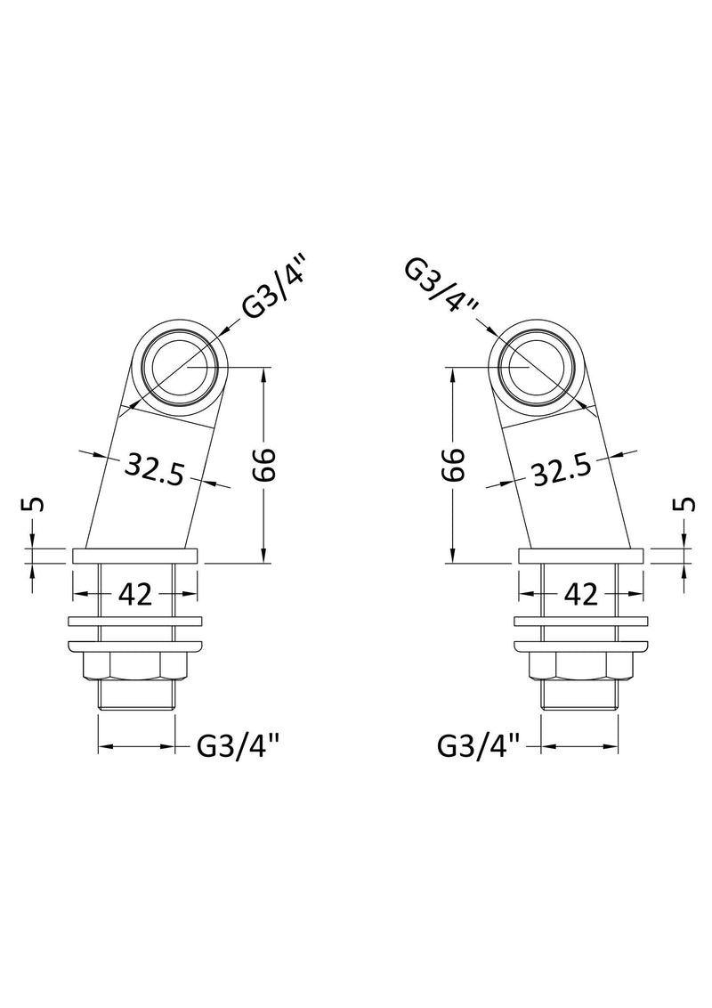 Nuie Inlet Leg Chrome (SX322) line drawing