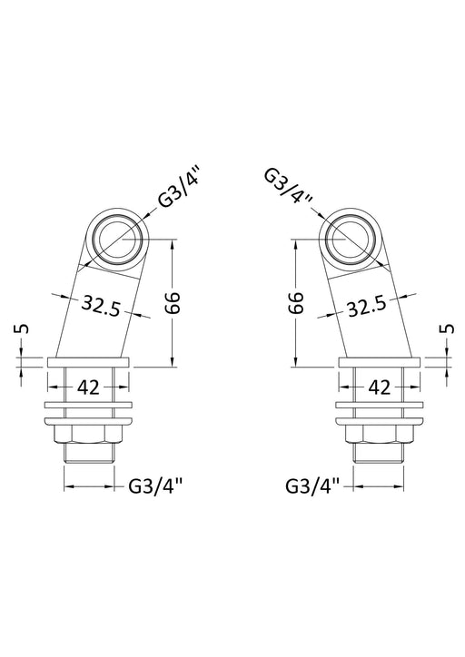 Nuie Inlet Leg Chrome (SX322) line drawing