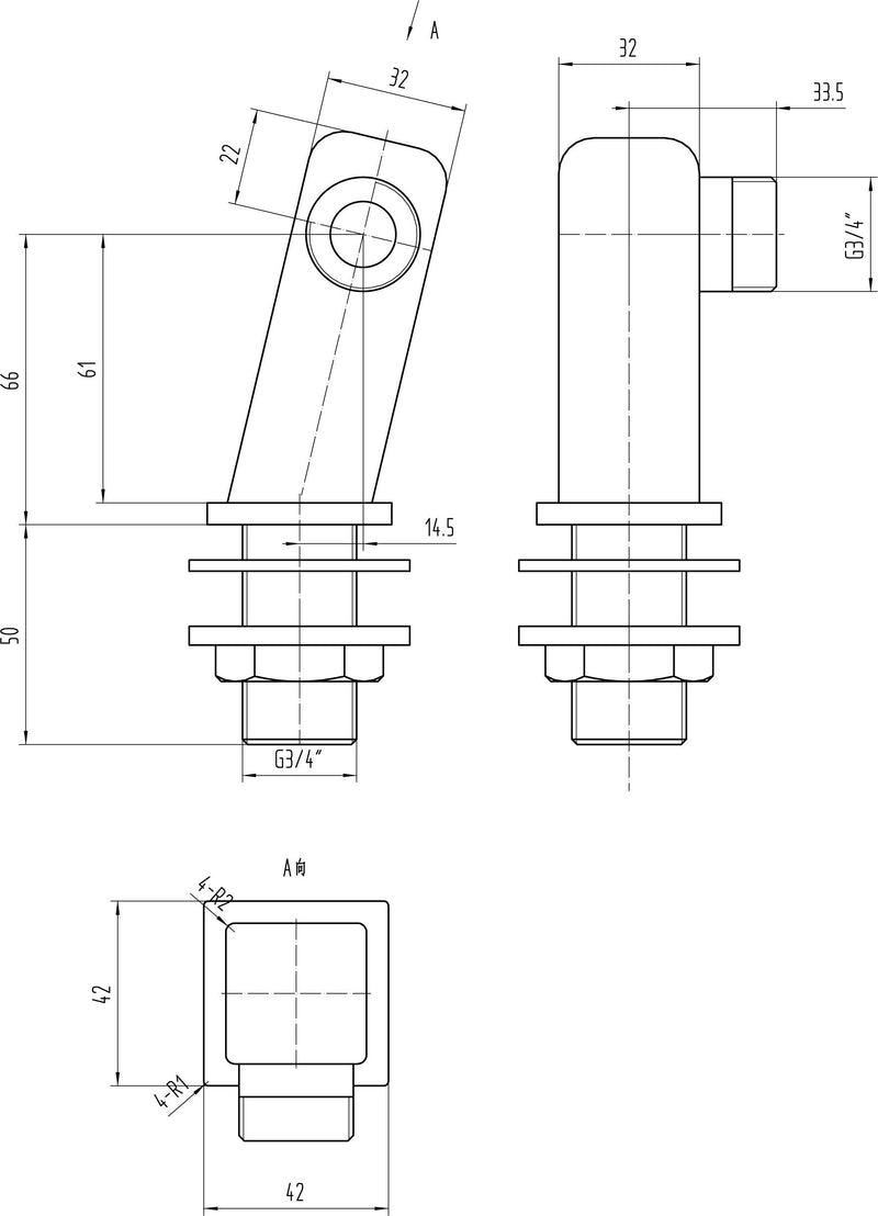 Nuie Inlet Leg Chrome (SX323) line drawing